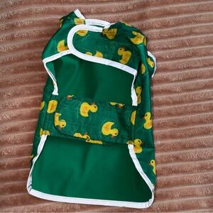 Green Duck Print reversible waterproof dog raincoat